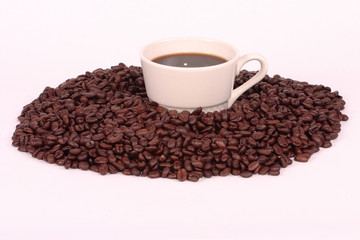 Coffee Cup Surrounded by Beans