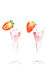Two glasses of strawberry cocktail