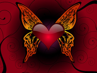 Vector Heart & wings Illustration 