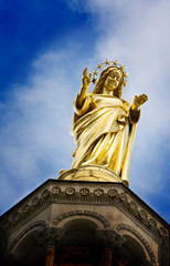 Mary reaching out with hand open