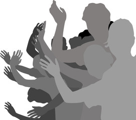 group of young people hand waving  illustration  - 7788784
