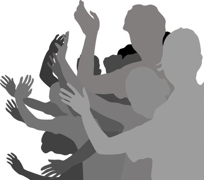 Group Of Young People Hand Waving  Illustration 