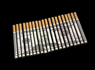 Cigarettes with Paper Replaced by 20 Dollar Bill