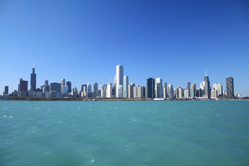 Obraz premium Chicago skyline as seen from Lake Michigan