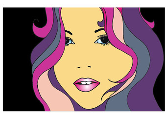 Vektor Illustration Gesicht junger Frau im Pop Art Stil 
