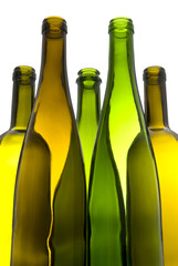 Empty Wine Bottles Isolated on White