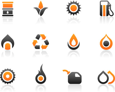 Set of 12 fuel environmental icons and graphics
