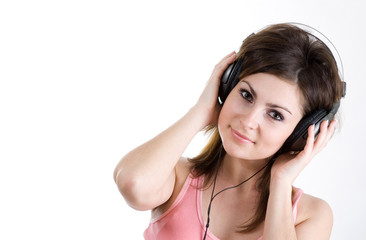 Naklejka premium Woman in headphone