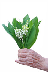 Seniör Hand mit Blumen