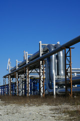 industrial pipelines against blue sky