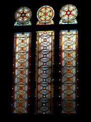 Stained Glass Window: Star of David Design in Jewish Synagogue