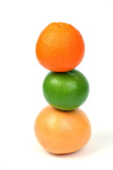  Citrus pyramid made of orange, grapefruit and sweety isolated