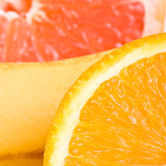 Fototapeta na wymiar Orange, grapefruit and banana close up