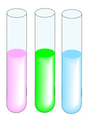 three test tubes with different liquid specimens