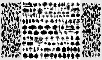 Big collection of different vector trees and leafs - 7815517