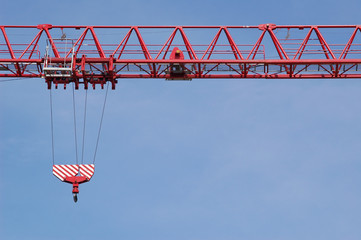 construction crane jib against blue sky