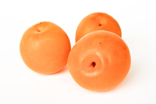 apricots on white background