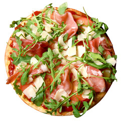 Pizza, bacon, rucola