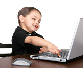 young boy on computer