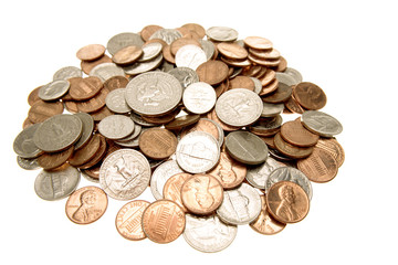American coins isolated over white background