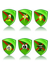 Green Web Icons Set - Safety (Vector illustration)