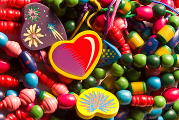 Fototapeta na wymiar Colorful Heart-shaped beads
