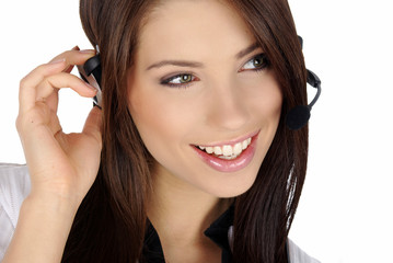Beautiful Customer Representative with headset 