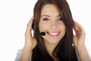 Beautiful Customer Representative girl with headset 
