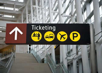 Ticketing Sign at Seattle (Sea-Tac) airport - 7837126