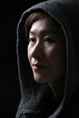 Asian Woman With Hood