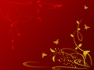 floral background with butterflies