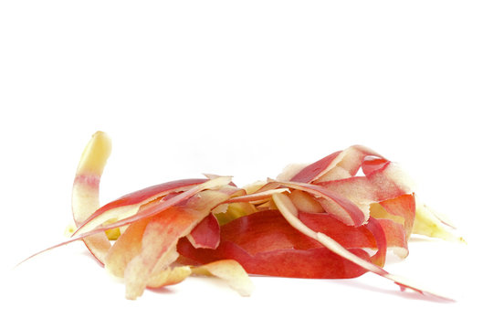 Red apple peel only. On white background