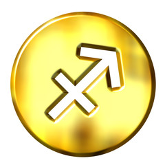 Obraz premium 3D Golden Sagittarius Zodiac Sign