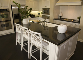 Luxury kitchen with a modern island.