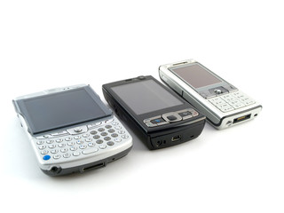 Modern Mobile Phones on White Background