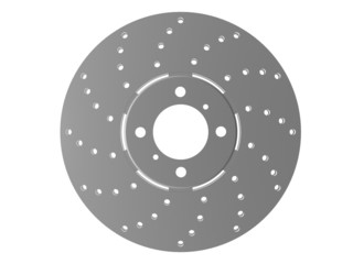double disc brake rotor separated on white