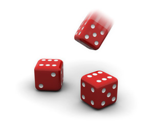 Three dices isolated on white background