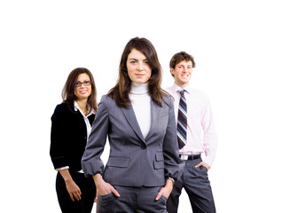 Businesspeople posing in team