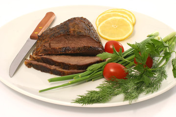 roasted meat and vegetables