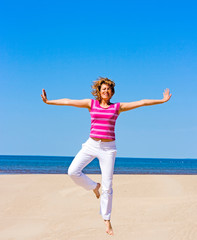 yoga on a beach