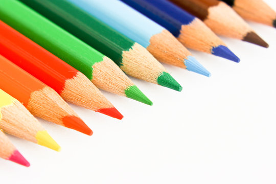set of pencils isolated on white, copy space