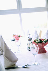 table setting in the restaurant