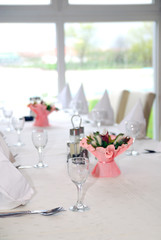 table setting in the restaurant