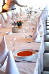 table setting in the restaurant