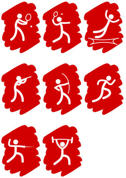 Pictogrammes des jeux olympiques d'été peinture rouge (partie 4)