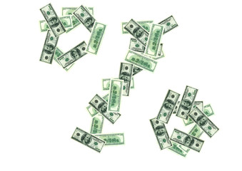 Sign of percents from one hundred dollars banknotes