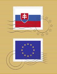 Slovakia and European Union - Stamps with flags