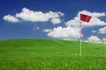 Golf - detail ball with hole on green