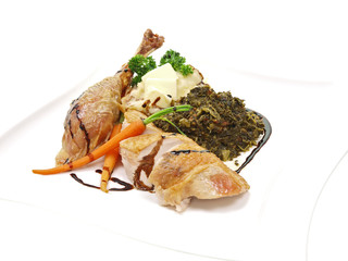 truthahnbraten mit kartoffelpüree und grünkohl 