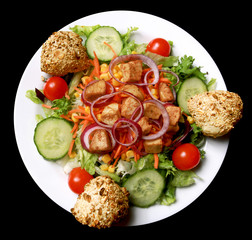Pizzabrötchen,salat,hänchenbrust,chicken